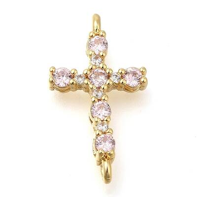 Brass Pave Cubic Zirconia Connector Charms