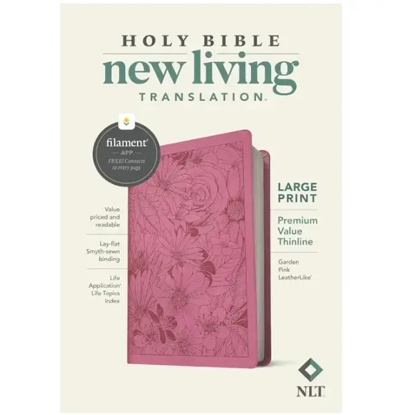 NLT Large Print Premium Value Thinline Bible, Filament-Enabled Edition (LeatherLike, Garden Pink) Imitation Leather – Large...