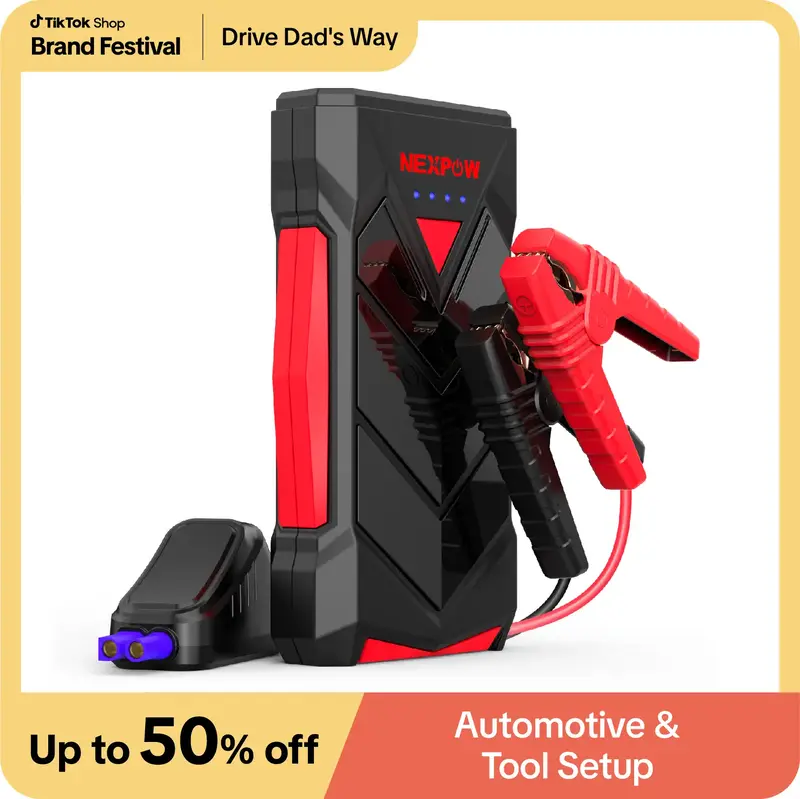 NEXPOW Portable Jump Starter,12V Car Battery Jump Starter Power Pack with USB Quick Charge (Up to 7L Gas or 5.5L Diesel Engin...