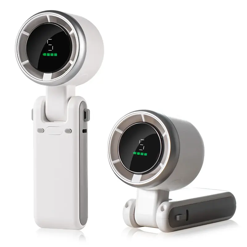 Portable 3-in-1 Turbo Mini Fan - 180° Foldable Handheld Fan with 3600mAh Battery & LED Display, 5 Speed Settings - Personal ...