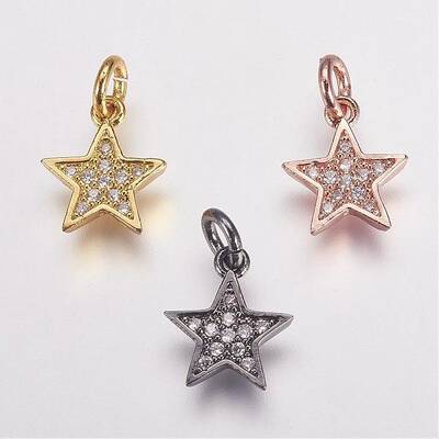 Brass Micro Pave Cubic Zirconia Charms