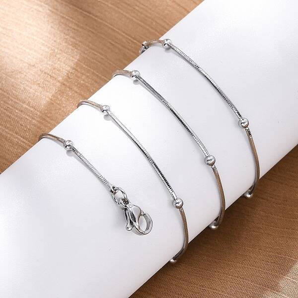 2.5MM Brass Ball Snake Chain Necklaces for Women Men