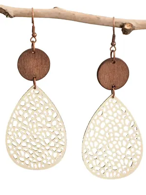 Women's Elegant Hollow out Water Drop Shape Dangle Earrings, 1 Pair Trendy Vintage Retro Dangle Earrings, Chic Gorgeous Jewel...