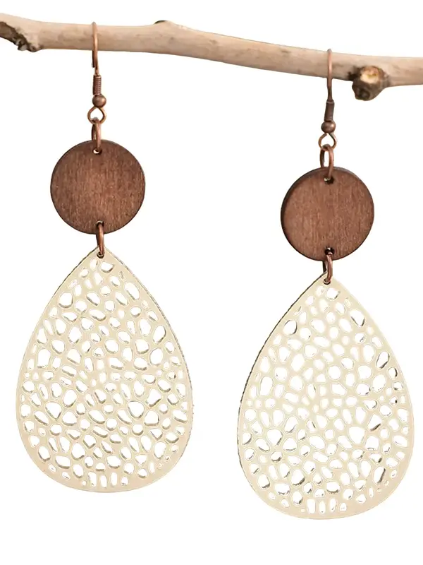 Women's Elegant Hollow out Water Drop Shape Dangle Earrings, 1 Pair Trendy Vintage Retro Dangle Earrings, Chic Gorgeous Jewel...