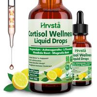 Hrvsta Cortisol Supplement Liquid Drops 17-in-1 Detox with Magnesium Glycinate 400mg, L-Theanine, Phosphatidylserine & Mood S...
