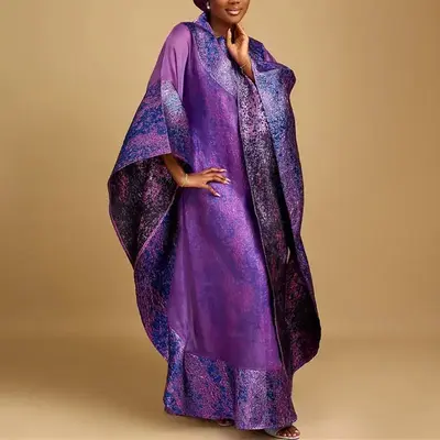African Dresses for Women Traditional Africa Clothing Dashiki Ankara 2 PCS Outfit Gown Abayas Robe Muslim Kaftan Maxi Long Dr...