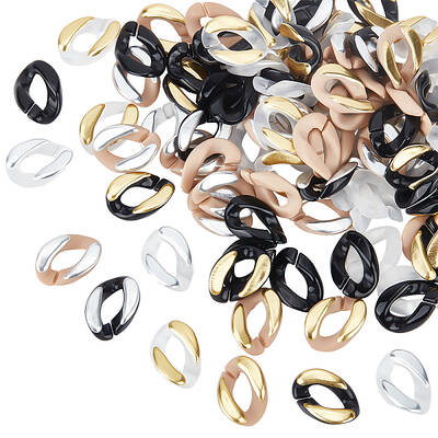 120Pcs 6 Colors Plated Acrylic Linking Rings