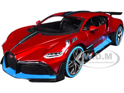 Bugatti Divo Red Metallic with Carbon and Blue Accents Special Edition 1/24 Diecast Model Car by Maisto