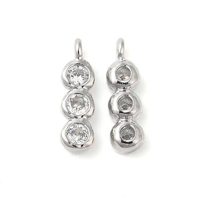 Brass Pave Clear Cubic Zirconia Charms