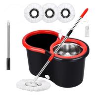 Spin Mop and Bucket Set, 360 Spin Mop and Bucket Stainless Steel,Floor Cleaning System,with 3 Replacement Heads Household Ite...