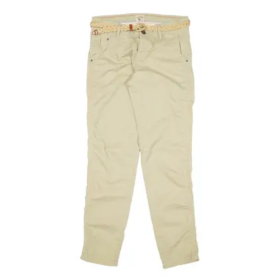 TOMMY HILFIGER Belted Trousers Beige Slim Tapered Womens W26 L32