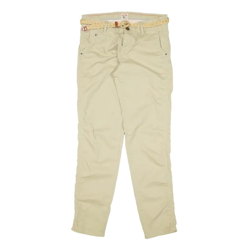 TOMMY HILFIGER Belted Trousers Beige Slim Tapered Womens W26 L32