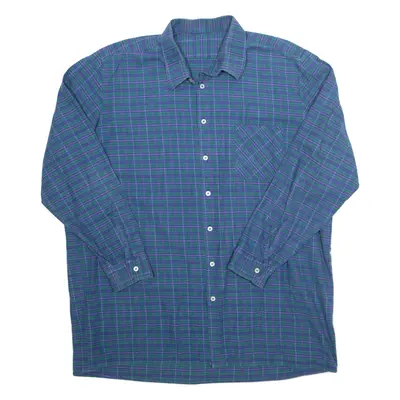 Mens Shirt Blue Plaid Long Sleeve 2XL