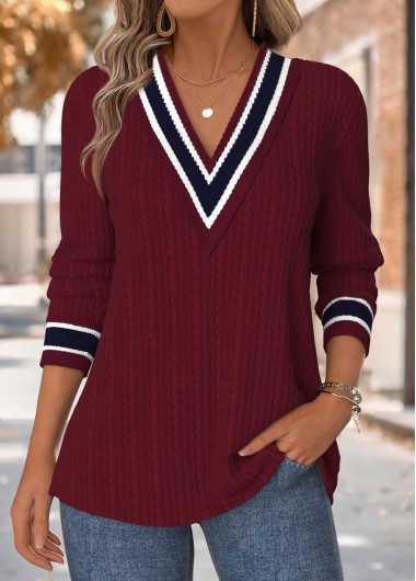 Modlily Wine Red Tummy Coverage Long Sleeve T Shirt - M