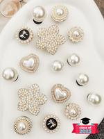 Faux Pearl & Rhinestone Decorated Shoe Charms, Elegant Flower & Heart Design Shoe Decoration Charms, Fashionable Shoe Adornme...