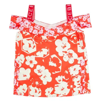 ICEBERG Womens Printed Top Red V-Neck Sleeveless Floral M
