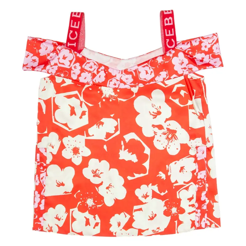 ICEBERG Womens Printed Top Red V-Neck Sleeveless Floral M