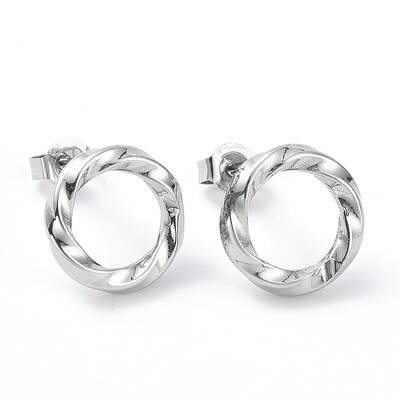 Non-Tarnish 304 Stainless Steel Wave Ring Stud Earrings for Women