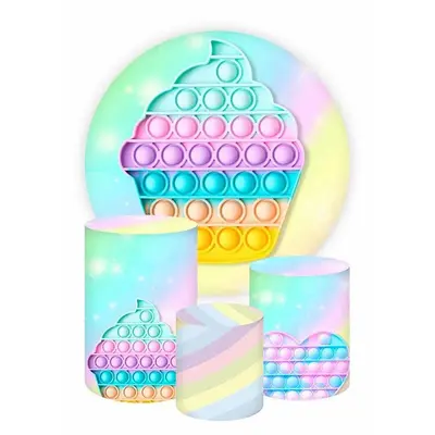 Aperturee Circle Summer Ice Cream Pop It Birthday Backdrop Kit | Circle Background For Party | Circle Party Backdrop | Birthd...