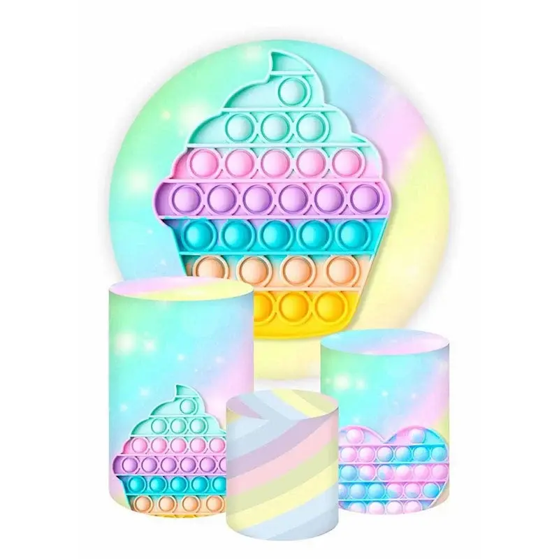 Aperturee Circle Summer Ice Cream Pop It Birthday Backdrop Kit | Circle Background For Party | Circle Party Backdrop | Birthd...