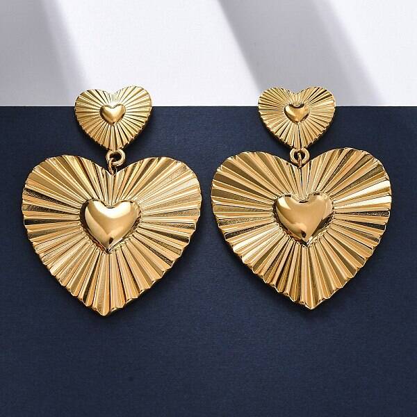 Heart 304 Stainless Steel Dangle Stud Earrings