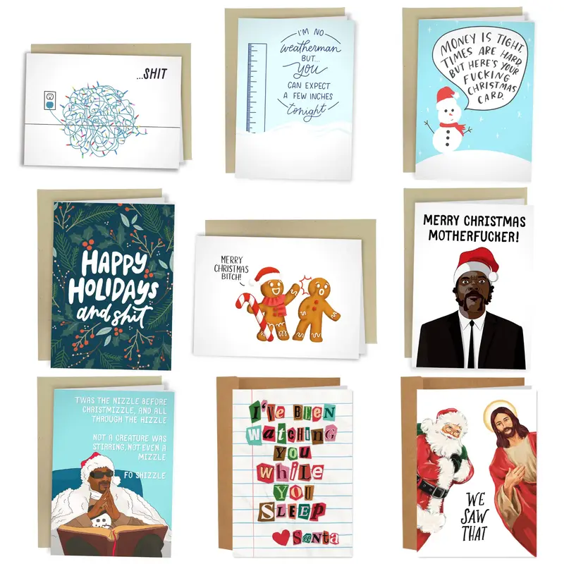 Funny Christmas Cards - Rude Christmas Greeting Cards Humorous Gift - Gag Christmas Cards - Made in the USA