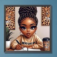 Black Hair Girl Pattern DIY Diamond Arts Colorful Painting Kit without Frame, 1 Set 5D Crystal Rhinestones Diamond Art Painti...