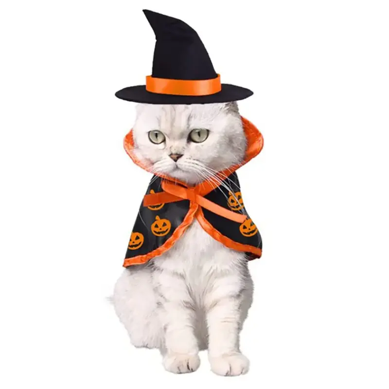 Garvee Halloween Pet Cape Hat Set Halloween Puppy Outfit Pet Cosplay Apparel for Kitten Cat