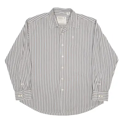 TIMBERLAND Shirt Grey Striped Long Sleeve Mens XL