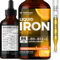 Liquid Iron supplements, Iron Drops, with B6, B9, B12, C, Vitamin Iron for Anemia, Blood Build, MCT Oil, Healthcare Fitness D...