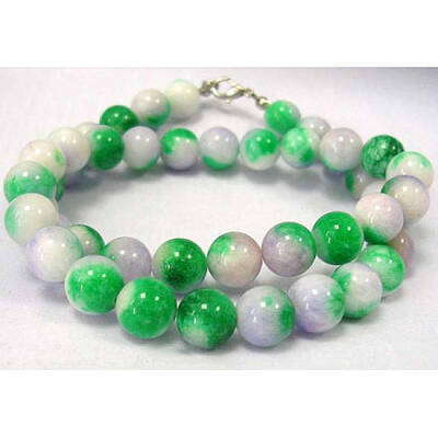Violet/Green/White Jade Necklace–18 inch