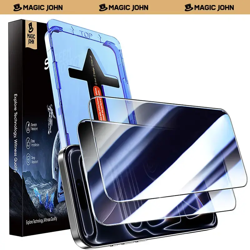 MAGIC JOHN Screen Protector 2 Pack for iPhone, Samsung, and Google–Clear & Privacy Protection, Fingerprint Resistant, Dust-...