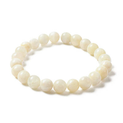 Natural Rainbow Moonstone Round Beaded Stretch Bracelet