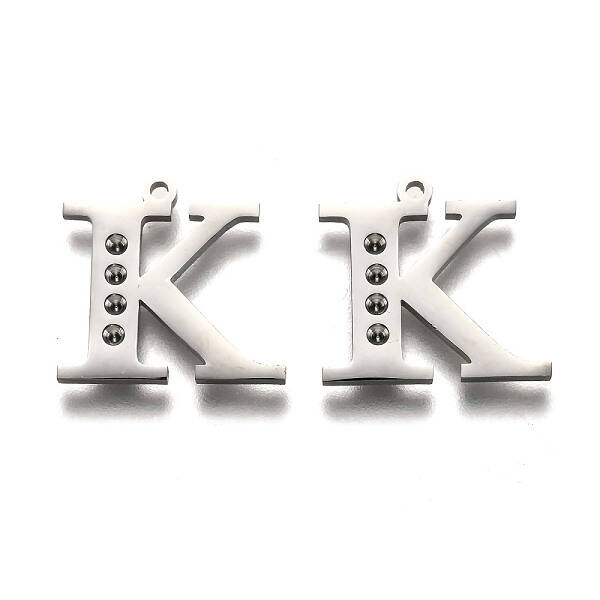 Non-Tarnish 304 Stainless Steel Letter Pendant Rhinestone Settings