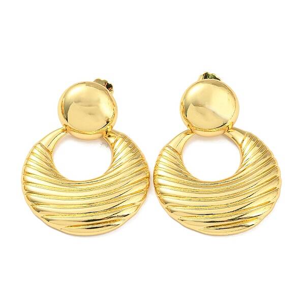 Croissant Shape Rack Plating Brass Dangle Stud Earrings