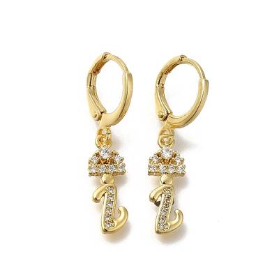 Brass Clear Cubic Zirconia Hoop Earrings
