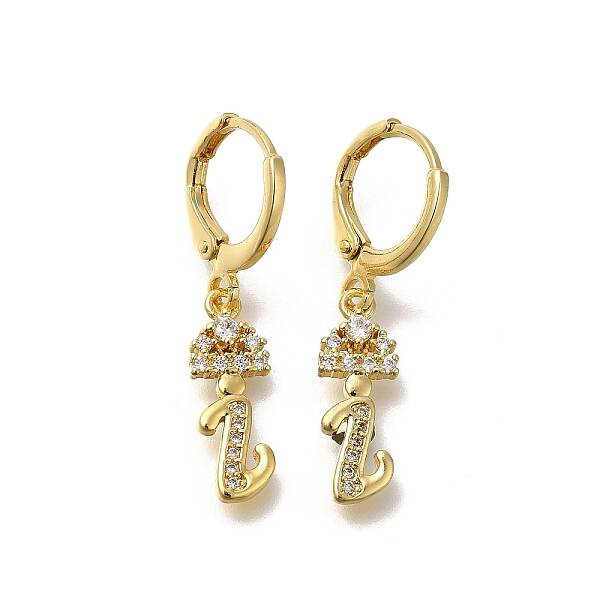 Brass Clear Cubic Zirconia Hoop Earrings