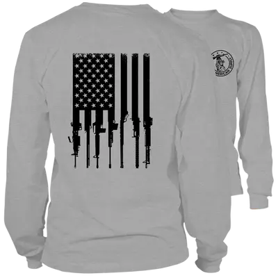 Rifle Flag - Long Sleeve Heather Gray T-Shirt
