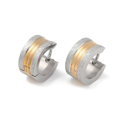 Gold Flash Sand 304 Stainless Steel Hoop Earrings