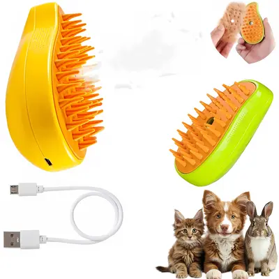 3-in-1 Steamy Pet Grooming Brush - Ultimate Hair Removal Tool with Steam and Self-Cleaning for Cats and Dogs