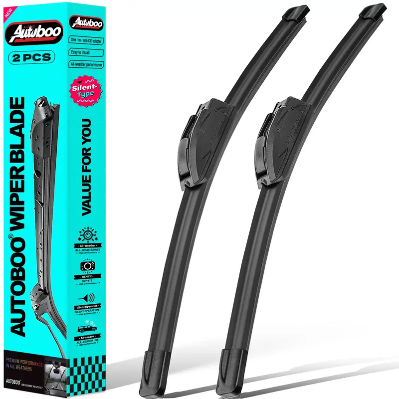 AUTOBOO Windshield Wipers Blades (Pack Of 2),OEM Quality Premium All-Seasons Wiper blades,Stable and Quiet wiper blades