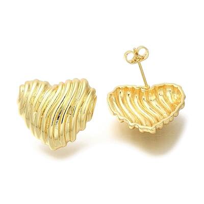 Rack Plating Heart Brass Stud Earrrings