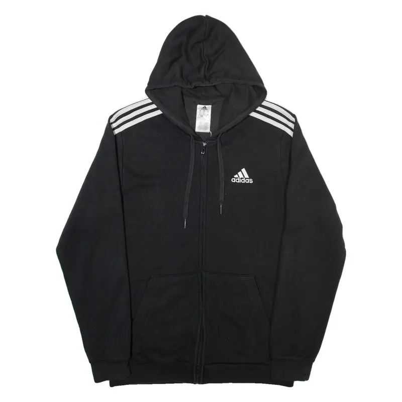 ADIDAS Mens Black Hoodie Full Zip M