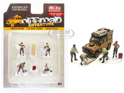 Off-Road Adventure 6 piece Diecast Set (4 Male Figurines and 2 Accessories) Limited Edition to 4800 pieces Worldwide for 1/64...