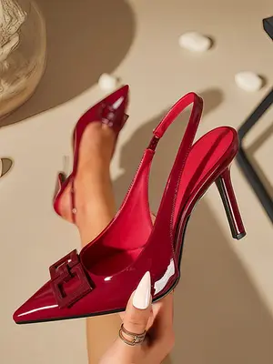 Women's Fashionable Solid Color Stiletto Heels, Elegant Pointed Toe Slingback Heels, Elegant Versatile Shoes for Daily, Party...