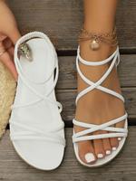 Women's Fashionable Plain Color Crossed Band Slides, Casual Comfortable Flat Sandals for Summer, Non-slip Slippers for Indoor...