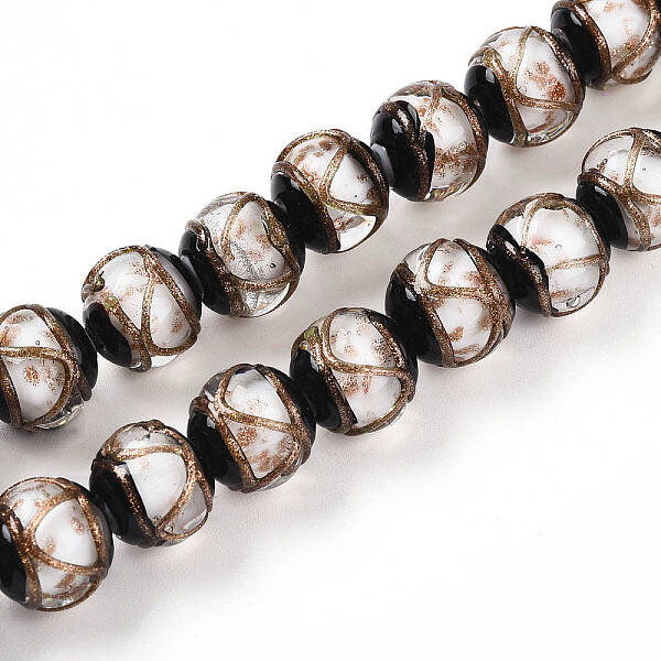 Handmade Gold Sand Lampwork Beads