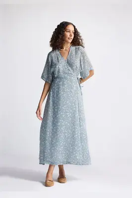 Maxi Wrap Dress in Light Blue Florals | Color: Floral Poetry | Size: 3XL