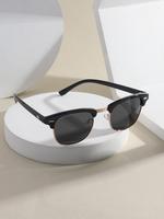 Unisex Simple Style Square Frame Sunglasses, Trendy Casual Uv Resistant Semi-rimless Thin Glasses for Everyday Use, Fashion M...