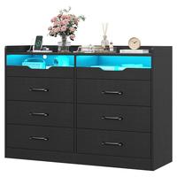 6 Drawer Dresser for Bedroom with Charging Station & LED Light, 47.2\